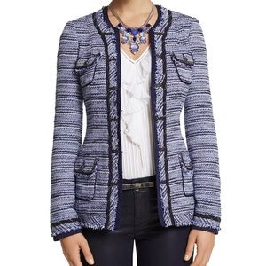 WhIte House Black Market Tweed Blazer with Chain Embellishment size 8P